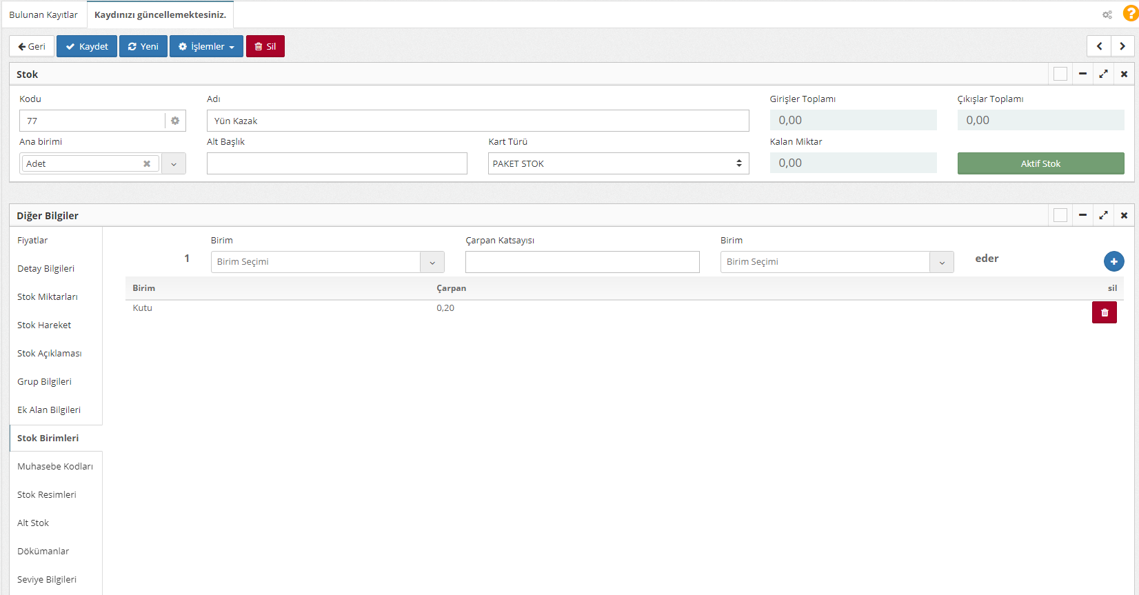 Stok Birimleri Nasıl Kullanılır?